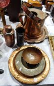 Large copper kettle with tray,