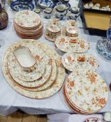 Victorian Ridgways pottery part dinner service, "Persia" pattern including two oval sauce tureens,