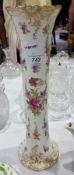 Dresden china vase, tall cylindrical with everted rim,