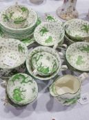 Quantity 19th century green dragon pattern china teaware
