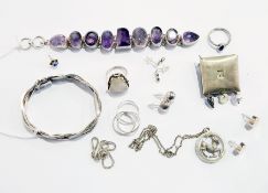 Quantity silver and polished stone jewellery including Jan Fryer Brooch, etc.