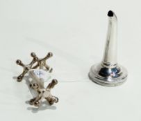 Pair of silver knife rests together with Georgian silver wine funnel