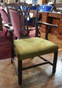 18th century Chippendale style mahogany armchair with pierced Gothic splat, outswept arms,