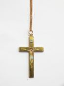 Gold and enamel crucifix pendant, enamelled with figure of cross and INRL above,