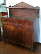 19th century mahogany chiffoniere, the shelf back supported by rope-twist columns,