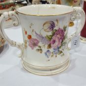 19th century Royal Worcester china loving mug having scroll handles,