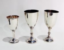 Two similar silver wine cups with knopped stem, raised on circular foot, London 1808, height 18cm,