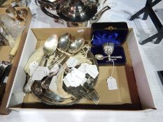 Eggcup and spoon, cased,