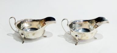 Pair silver sauce boats