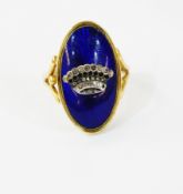 Victorian enamel, diamond and gold-coloured metal ring,