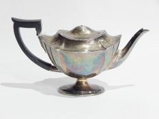 Victorian silver teapot of oval form, on raised pedestal foot, London 1893, height 12cm,