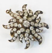 Victorian diamond brooch pendant set old cut diamonds, the central stone approximately 0.4ct, 3.