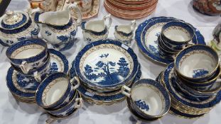 Quantity Booths "Real Old Willow" pattern pottery tea and dinnerware