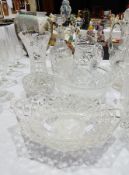 Quantity of cut glass to include vase, decanter, stoppers,