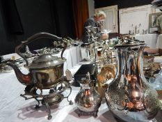 Silver plated spirit kettle,