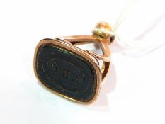 19th century gold-coloured metal and bloodstone seal,