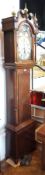 18th century oak and mahogany longcase clock with swan neck pediment,