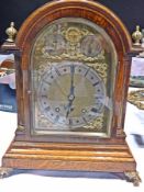 Victorian oak and gilt brass bracket clock,