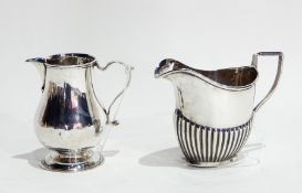 Edwardian silver cream jug with half-reeded body, Birmingham 1909, 3oz approx.