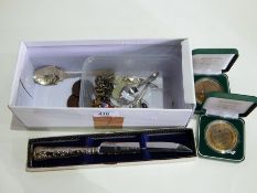 Various items to include silver baby spoon and pusher, Birmingham 1919, silver expanding bracelet,