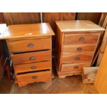 A pair of pine chests of four short drawers raised on bracket feet,