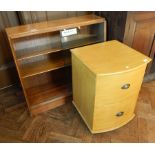 A modern light wood bowfront two-drawer filing cabinet,