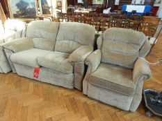 G-Plan 3-piece suite comprising 2-seater sofa and pair of matching arm chairs with loose cushion