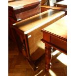 Mid 20th century oak drop flap dining table table on twin turned baluster supports,