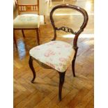 Pair of Victorian balloon back chairs and another with bobbin turned supports (3)