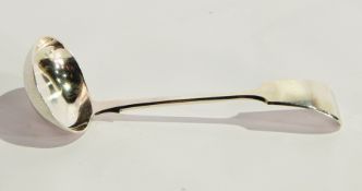 A Victorian silver fiddle pattern gravy ladle, Exeter 1857, 2oz approx.