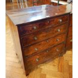 A mahogany small chest of drawers, with four graduating drawers with stringing, brass knob handles,