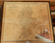 Framed coloured Map of County of Stafford