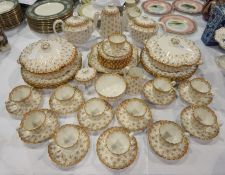 Spode "Fleur de Lys" dinner and tea service from and 1860 Spode design viz:- pair circular tureens