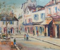 George Hann
Oil on canvas 
French street scene, Montmartre, Paris, signed,