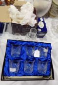 Set of six Rosendale crystal tumblers, set of six Staffordshire crystal tumblers,