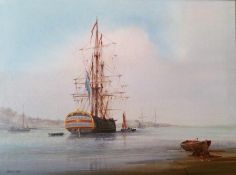 Jason Spence
Oil on canvas 
Sailing galleon
59.5cm x 80cm Live Bidding: If you would like a