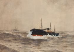 William Henry Pearson (19th and 20th century)
Watercolour
Steamship at sea, signed,