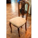 Set of six beech dining chairs with pierced splat backs,