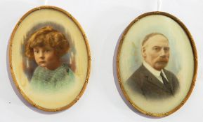 Early 20th century miniatures on ivory
Head and shoulders portrait of moustached gentleman wearing