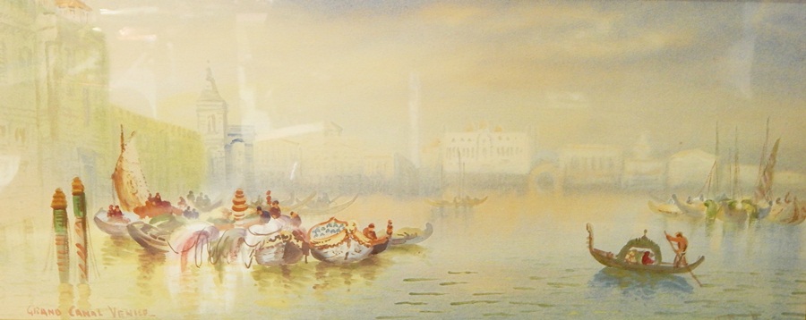 Late 19th century watercolour 
"The Grand Canal, Venice", indistinctly signed,