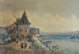 Alfred H Vickers (Fl) 1803-1907 British
Watercolour
Continental river scene,