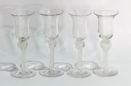 Set of four opaque Georgian style twist-stem glasses