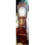 A 19th century mahogany longcase clock by H Kemshead, Manchester, having painted dial,