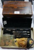 Drawing set, quantity of early 20th century coins,