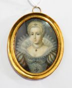 Unattributed
Miniature on ivory
Half-length portrait of Marie Eleonore von Brandenberg wearing