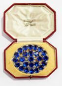 Paste set Indian sari brooch set blue and white paste stones, oval, in M Walters & Co,