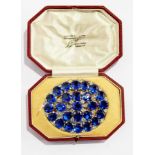 Paste set Indian sari brooch set blue and white paste stones, oval, in M Walters & Co,