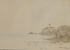A quantity of mostly early 20th century unframed watercolours, coastal scenes etc.