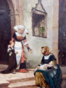 Unattributed 19th century school 
Oil on canvas
Mother and child on steps of an Italian house