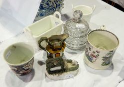 Victorian pottery mug, Oriental porcelain beaker,